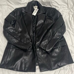 NWT Womens faux leather blazer